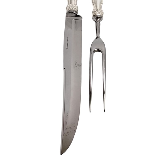 Tiffany & Co Shell & Thread Sterling Silver Handle 2pc Carving Set w/Mono #18255 - Picture 6 of 9